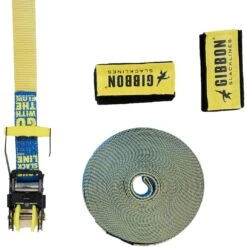 GIBBON Flowline Treewear Set Slackline 25m - Blauw/geel -Buitensport Winkel gibbon flowline treewear set blue yellow 18222 08 1512222