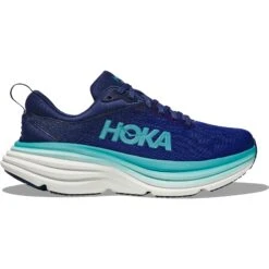 Hoka Bondi 8 Hardloopschoenen Dames - Bellwether Blue / Evening Sky -Buitensport Winkel hoka bondi 8 womens running shoes bellwether blue evening sky 8 1502140
