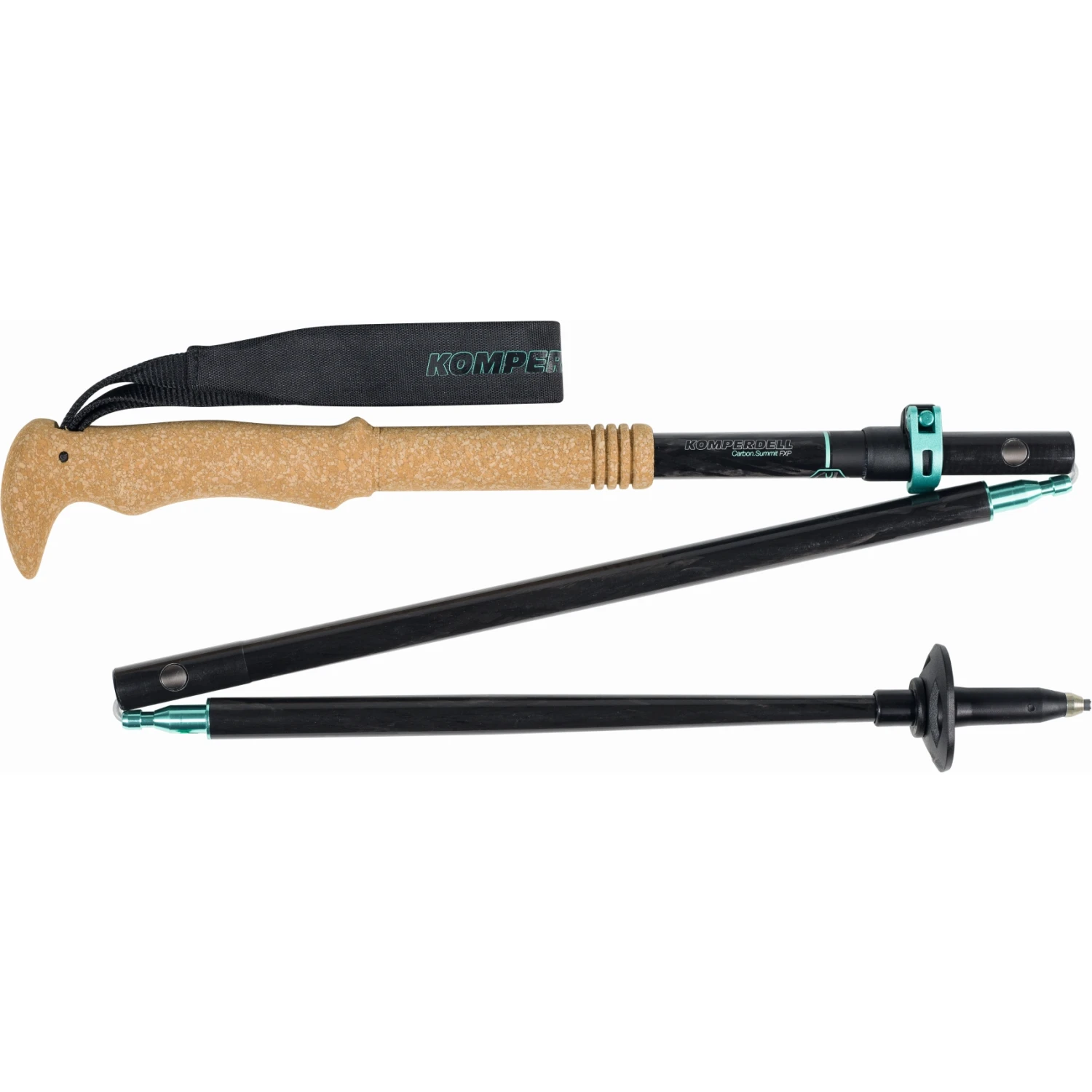 Komperdell Carbon FXP.4 Summit Vario Compact Trekkingstokken (Paar) - Zwart/mint 2 Komperdell Carbon FXP.4 Summit Vario Compact Trekkingstokken (Paar) - Zwart/mint - Afbeelding 2