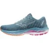 Mizuno Wave Inspire 19 Hardloopschoenen Dames - Provincial Blue / White / Magnificent Magenta