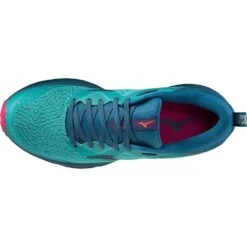 Mizuno Wave Rider TT Hardloopschoenen Dames - Lagoon / Moroccan Blue / Pink Peacock -Buitensport Winkel mizuno wave rider tt womens trail running shoes lagoon moroccan blue pink peacock 4 1115689