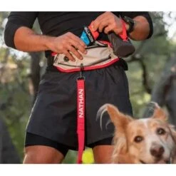 Nathan Sports K9 Runner's Waistbelt With Leash - Large - Vapor Blue/Lollipop -Buitensport Winkel nathan sports k9 runners large waistbelt with leash vapor blue lollipop 13 1028664