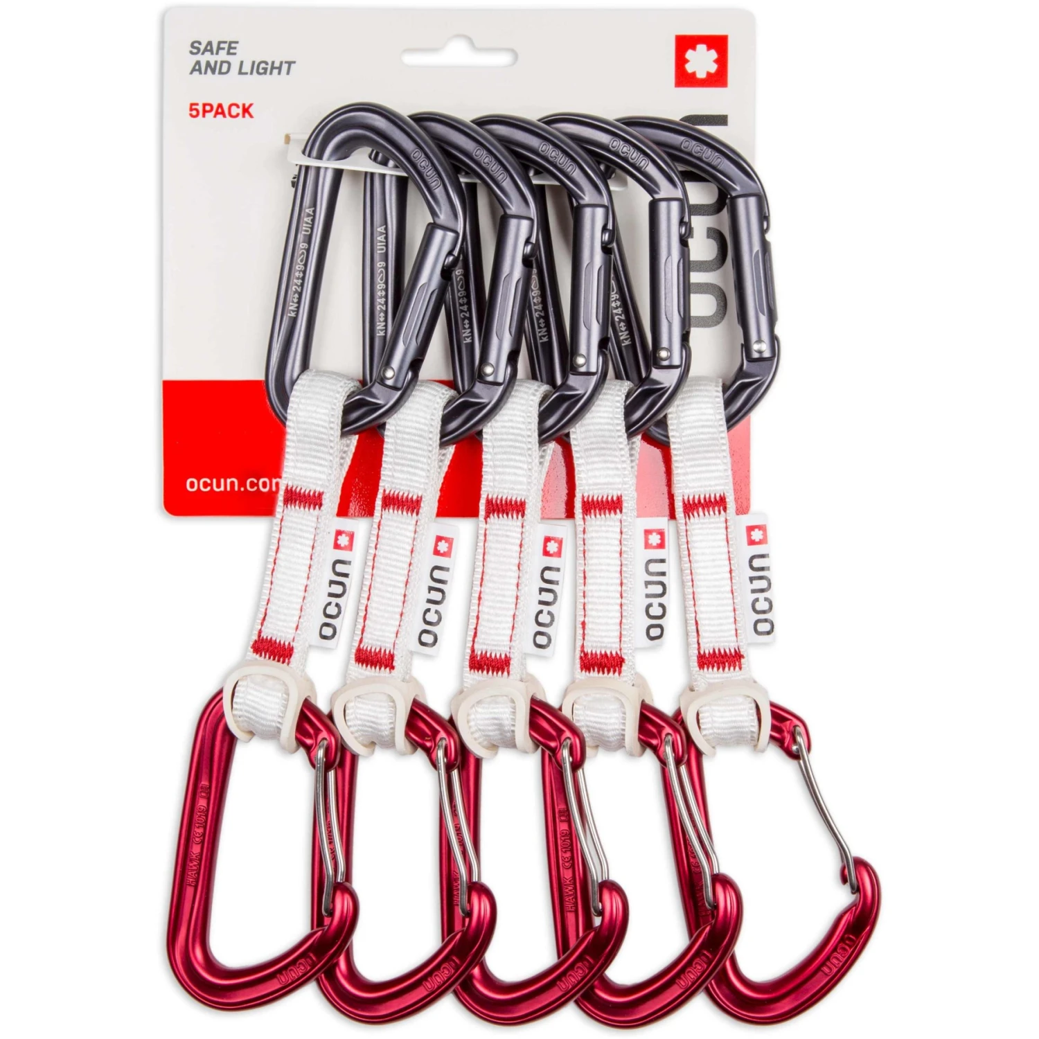 Ocun Ocún Hawk QD Combi Bio-DYN-Ring 15 Mm Quickdraw Set - 10 Cm - Pack Of 5 - Rood 1 Ocun Ocún Hawk QD Combi Bio-DYN-Ring 15 Mm Quickdraw Set - 10 Cm - Pack Of 5 - Rood